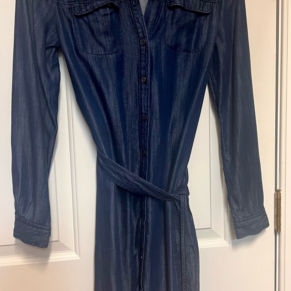 LOFT Navy Denim Long Sleeve Dress